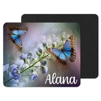 Blue Butterflies Custom Personalized Mouse Pad - image1